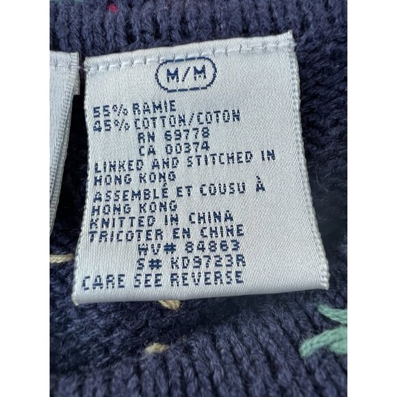 Vintage 80s Northern Treasures blue embroidered Christmas Holiday cardigan M - Picture 6 of 14